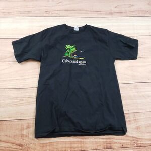 Cabo San Lucas Shirt‎ Mens Medium Black Mexico Iguana Embroidered Souvenir Tee